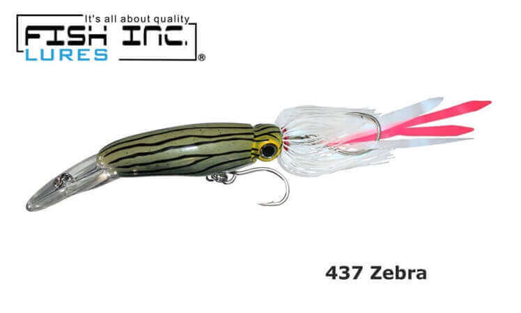 Fish Inc Centre 12 150mm Squid profile lure - Zebra