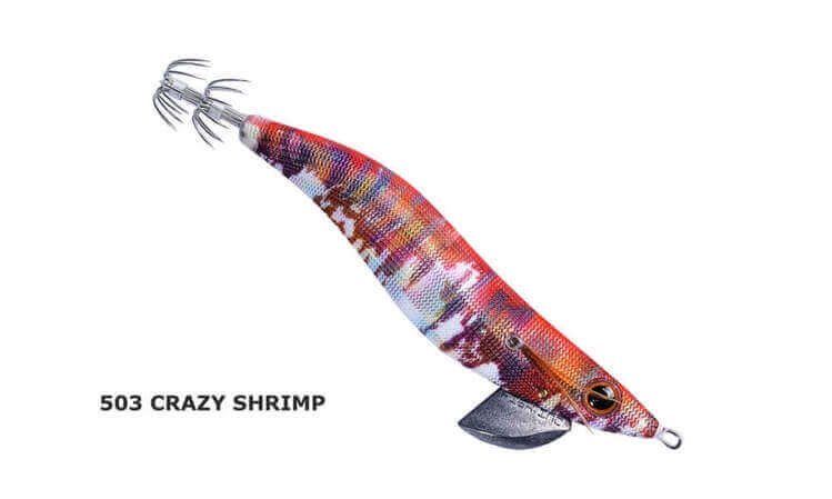 Fish Inc Egilicious Squid Jigs in Crazy Shrimp colours
