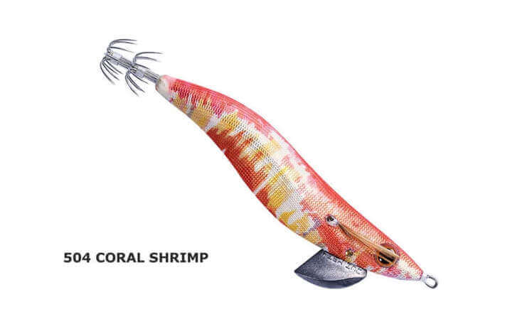 Fish Inc Egilicious Squid Jigs in Coral Shrimp colours