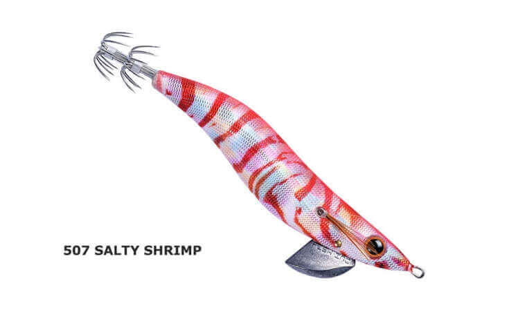 Fish Inc Egilicious Squid Jigs in Salty Shrimp colours