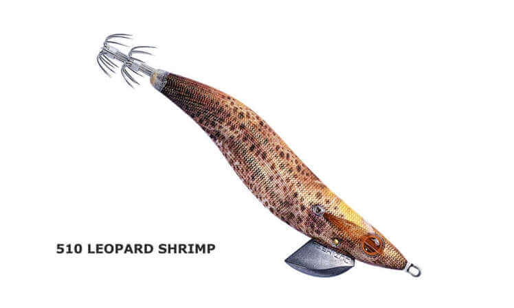 Fish Inc Egilicious Squid Jigs in Leopard Shrimp colours