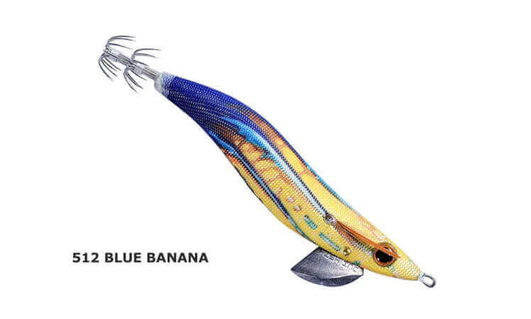 Fish Inc Egilicious Squid Jigs in Blue Banana colours