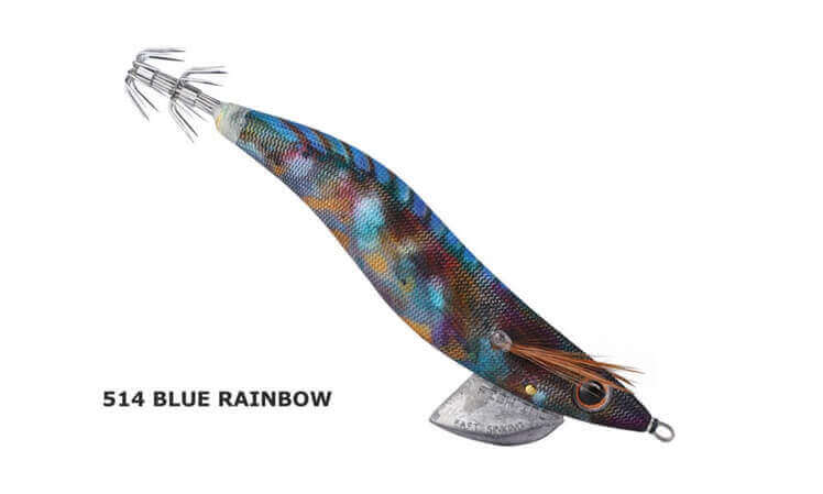 Fish Inc Egilicious Squid Jigs in Blue Rainbow colours
