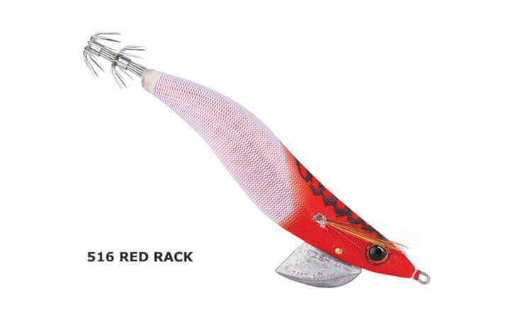 Fish Inc Egilicious Squid Jigs in Red Rack colours