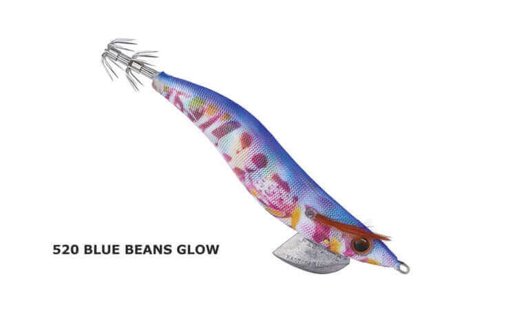 Fish Inc Egilicious Squid Jigs in Blue Beans Glow colours