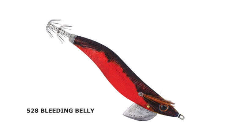 Fish Inc Egilicious Squid Jigs in Bleeding Belly colours