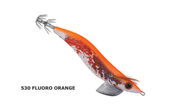 Fish Inc Egilicious Squid Jigs in Fluoro Orange colours