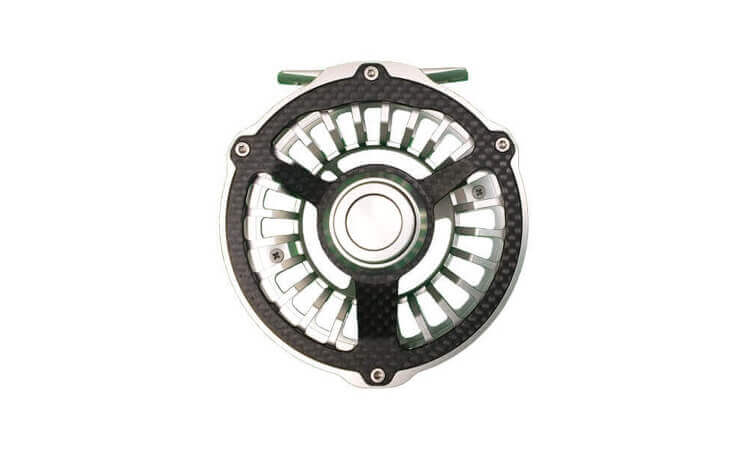 Saltwater Fly Reel - Sensor Series showing carbon fibre back